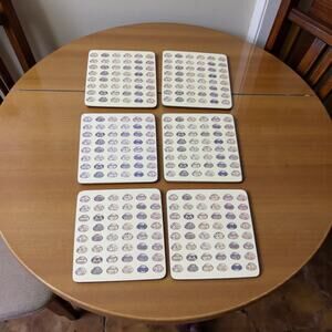 Vintage Tea Cup and Saucer Coasters Set of 6 Blue White Kitchen Decor 4x4